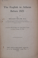 The English in Athens before 1821.