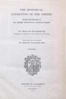 The historical antiquities of the Greeks : with reference to their political institutions